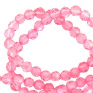 Natuursteen kralen crystal facet geslepen 2mm Carnation pink